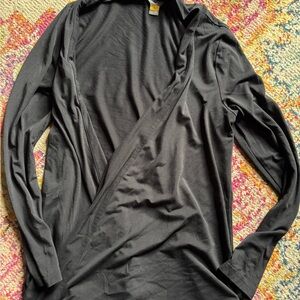 Eddie Bauer Travex Black Wrap Cardigan Women's Medium Tencel Blend